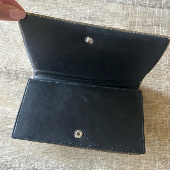 VTG Indian Embroidered Handbag Wristlet Gold Silver Black Velvet Made in India - Picture 10 of 14